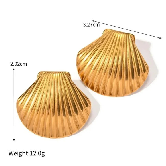 Seashell 18K Gold Stainless Steel Waterproof Earrings - Picture 8 of 17